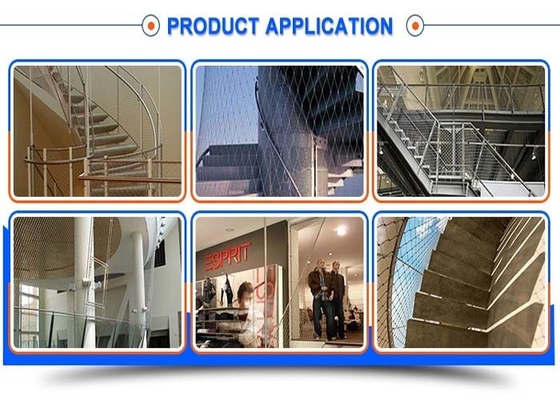 De klantgerichte 2.5mm Omheining van de Kabelmesh rope netting for staircase van de Draadbalustrade