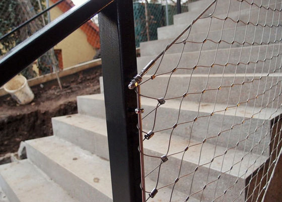 Roestvrij staal draad touw mesh met 80x80mm mesh opening voor valpreventie in SS 304/316 balustrade invullen kabel mesh